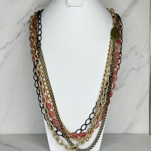 Marlaina Stone Delilah Strawberry Quartz Statement Necklace ✨ - Picture 1 of 14